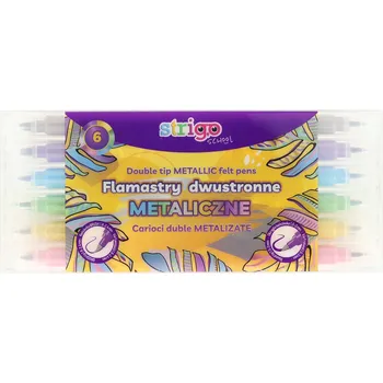 FIXY OBOUSTRANNÉ METALICKÉ 2v1 POPISOVAČE STRIGO 6 BAREV ŠKOLNÍ
