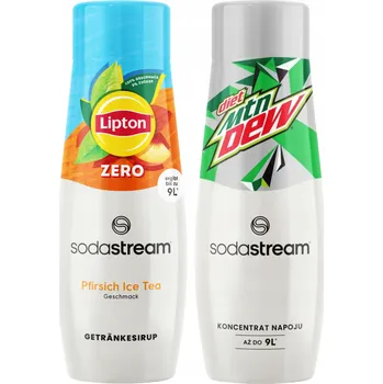 Sirup pro výrobník sody 2x sirup SodaStream Lipton Ice Tea Peach Zero bez cukru + Mountain Dew