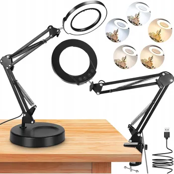 Lampička LAMPA S LUPU KOSMETICKÁ SKLO ZVĚTŠOVACÍ STOLNÍ LAMPA KRESLÍŘSKÁ 10X