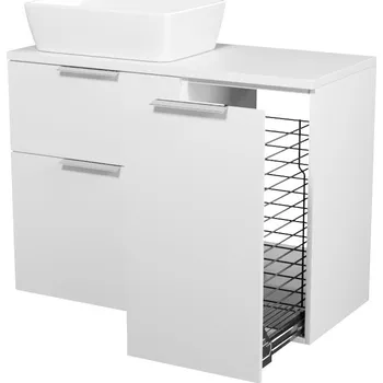 Koupelnový nábytek CERSANIT 3D Skřííňka Cersanit City 60 pod desku bílá, skříňka 40 pod desku s košem na prádlo bílá, deska 100 horní bílá, umyvadlo City 60 na desku obdélníkové bílé, úchytky chrom S584-017-DSM;S584-038;S584-038;K35-048;S584-034;S584-034;S584-034