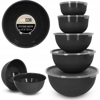 Sada kuchyňských misek 5 ks plastové s víkem na salát a svačinu