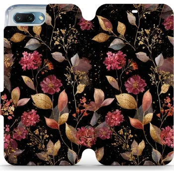 Pouzdro na mobilní telefon Flipové pouzdro Mobiwear - Honor 10 - V171S Zlatavé lístky a květy (Knížkové flip pouzdro, obal, kryt na mobil Honor 10 - V171S Zlatavé lístky a květy, materiál Umělá kůže + TPU - ochrana 360°, stojánek, silikonová vanička, magnetické zavírání)