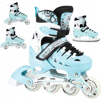 Kolečkové brusle Brusle 2v1 Nils Extreme nastavitelné bílé 31-34 4 kolečka 64 mm 82A