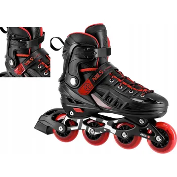 Kolečkové brusle Brusle 2v1 Fitness Kolečkové Brusle NILS EXTREME Nastavitelné 34-38 M Červený hliník