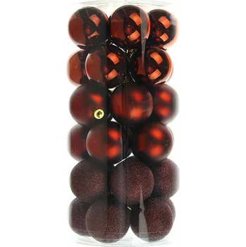 Vánoční ozdoba UH Koule plast. sada 30ks pr. 6cm mix hnědé