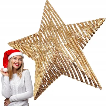 Vánoční dekorace VÁNOČNÍ LED HVĚZDA ZLATÁ PLETENÁ DEKORACE 38 CM