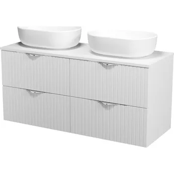 Koupelnový nábytek CERSANIT 3D Nábytkový set Cersanit Tirso 120, skříňka 60 pod desku bílá matná 2x, deska 120 horní bílá matná, umyvadlo Moduo 50 na desku oválné bílé 2x, výpust umyvadlová bílá 2x S1015-007;S1015-007;S1015-017;K116-049;K116-049;K99-0391;K99-0391