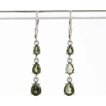 Náušnice My Moldavite Stříbrné náušnice s vltavíny 314-4