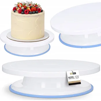 Otočný talíř na zdobení dortů patrový podnos na zákusky 28 cm bílá