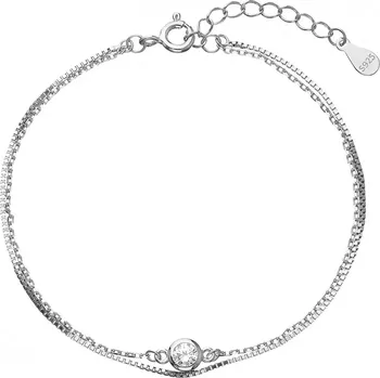 Náramek Stříbrný náramek dvojitý řetízek se zirkonem 63006