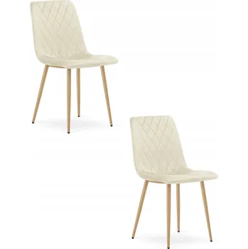 Jídelní židle ŽIDLE DO OBÝVACÍHO POKOJE JÍDELNY KUCHYNĚ TURIN světle béžová samet nohy barva dřeva