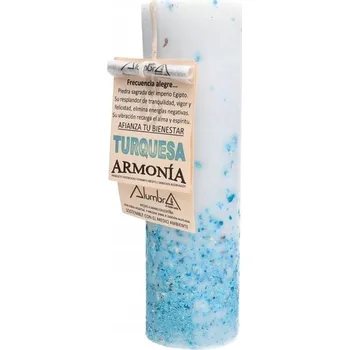 Svíčka Ručně vyráběná rituální svíčka s tyrkysem - HARMONIE