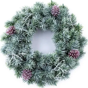 Věnec decoDoma 20210 umělý věnec ojíněný 36 cm