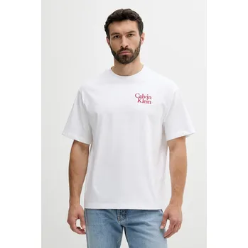 Pánské oblečení Bavlněné tričko Calvin Klein Jeans LV04RC808G bílá 00X, vel. M