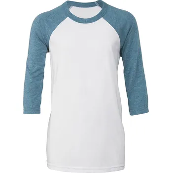 Chlapecké tričko Bella+Canvas Dětské tričko Youth Baseball Tee se 3/4 rukávem výprodej Velikost: 10-12 let, Barva: bílá-nebesky modrá