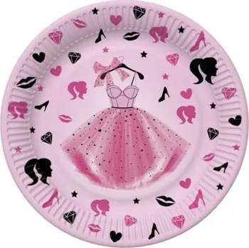 PAPÍROVÉ TALÍŘKY NA JEDNO POUŽITÍ 227 mm 8 KUSŮ RŮŽOVÉ ŠATY POL-MAK