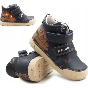 Chlapecké polobotky D.D.STEP A068-52151 KOTNÍKOVÉ BOTY Z KŮŽE PODZIMNÍ SVÍTÍCÍ KRÁLOVSKÁ MODRÁ 25