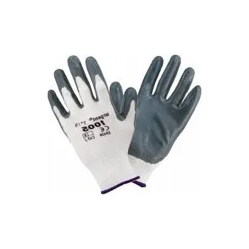 Pracovní rukavice Rukavice polyester + nitril, bílo-šedé, velikost 9/L, 12 ks