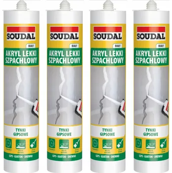 Tmel Lehký akrylátový tmel bílý SOUDAL 280 ml stavební akrylový trvanlivý 4 ks