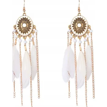 Náušnice Náušnice z bílého zlata, visací, dlouhé, peříčka, boho styl