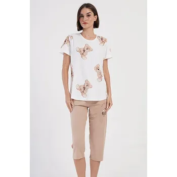 Dámské pyžamo Dámské bavlněné pyžamo s krátkým rukávem a 3/4 kalhotami XXL Vienetta