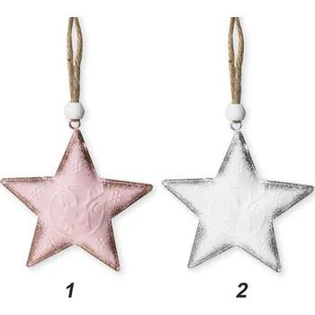 Vánoční dekorace UH Hvězda závěs plech 8cm mix
