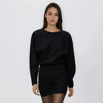 Dámské šaty Reserved - Nařasené šaty z viskózy - černý - 658HS-99X - 658HS-99X-S