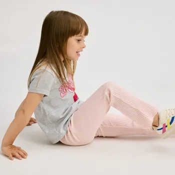 Reserved - Žebrované rozšířené kalhoty - pastelově růžová - 875FF-03X - 875FF-03X-116