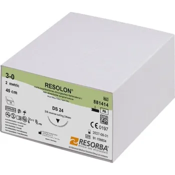 Chirurgická jehla Resolon monofil modrý 3/0 (2) 45 cm DS24, 36 ks