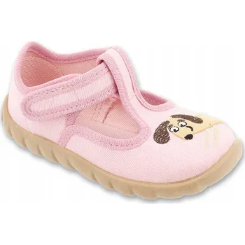 Dívčí bačkory Befado dětské papuče na suchý zip růžové, velikost 24