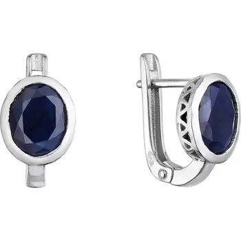 Náušnice Stříbrné náušnice s pravými minerálními kameny temně modré 11493.3 dark sapphire
