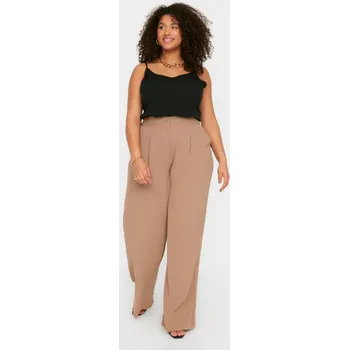 Dámské kalhoty Dámské kalhoty Trendyol Wide Trendyol hnědá 1933603