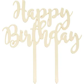 Party dekorace Butlers CELEBRATION Dekorace na dort "Happy Birthday" - zlatá