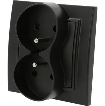 Elektrická zásuvka Elektrická zásuvka Adelid černá 2 ks s uzemněním