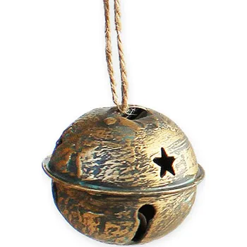 Vánoční dekorace UH Rolnička závěs kov 8cm zlatá antik