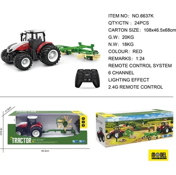 autíčko Ramiz Traktor + R/C hrábě 1:24 Červený