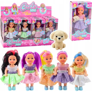 Panenka Sada Mini Panenka v Šatech Pejsek Panenka Mazlíček Mix 12 cm