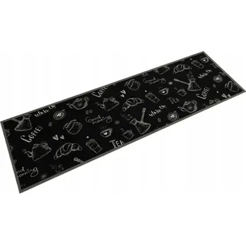 Koberec Kuchyňský kobereček s motivem Morning, černý, 45x150 cm, samet