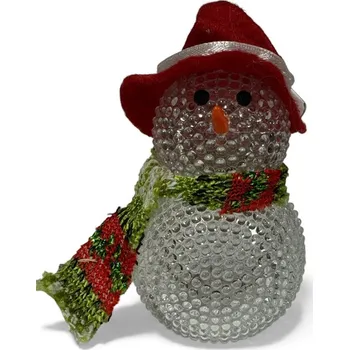 Vánoční dekorace LED SNĚHULÁK s červeným kloboukem/čepicí, závěsná figurka, 6x10cm Nové