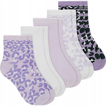 Dámské ponožky 5 párů fialovo-bílých dívčích ponožek s s leopardím vzorem BARTEK vel. 37-39