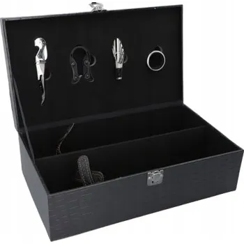 Stojan na víno Exkluzivní kufřík na víno pro 2 lahve s příslušenstvím v sadě