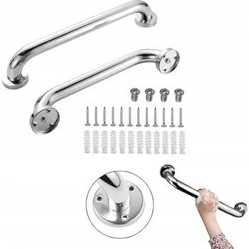 Madlo do koupelny PŘÍMÁ KOUPELNOVÁ MADLA / DRŽÁKY DO KOUPELNY KE DVEŘÍM VANY x2 CHROMOVÁ DO SPRCHY 30 CM