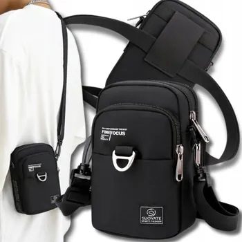 EdiBazzar ledvinka přes rameno Męska premium Torebka Torba listonoszka černá