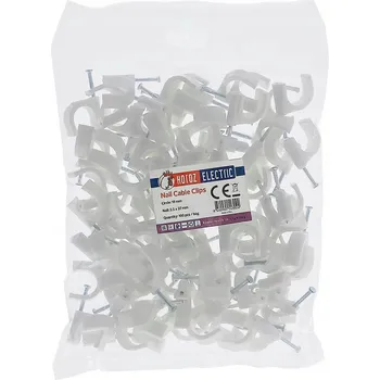 elektrický kabel HOROZ Kabelová příchytka kulatý typu FLOP fi 18mm bílá [balení 100 ks]