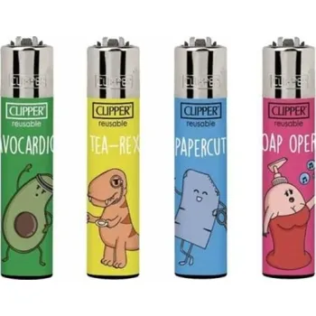 CLIPPER Velké Zábavné Vtipné zapalovače - SADA 4ks