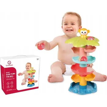 Hračka pro nejmenší PYRAMIDA DRÁHA S KULIČKAMI OPICE VELKÁ