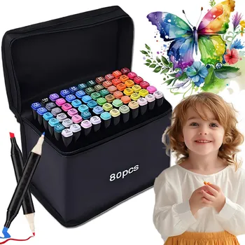 LIHOVÉ FIXY OBOUSTRANNÉ SADA 80 KS BAREV GRAFFITI MARK + TAŠKA