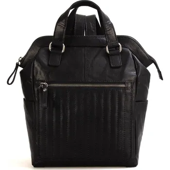 Městský batoh Dámský černý kožený batoh SPIKES & SPARROW