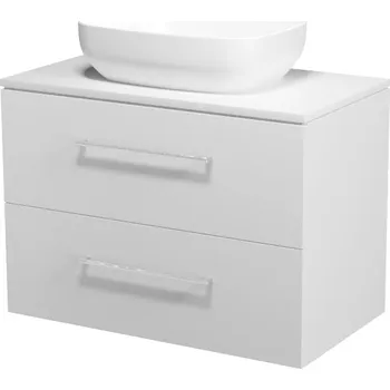 Koupelnový nábytek CERSANIT 3D Nábytkový set Cersanit Larga 80, skříňka 80 pod desku bílá, deska 80 horní bílá, umyvadlo Larga 50 na desku obdélníkové bílé, úchytky chrom S932-073;S932-024;K677-003;S599-0142