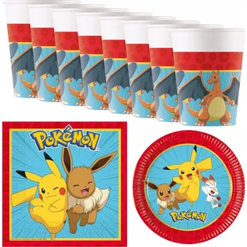 SADA HRNÍČKŮ, TALÍŘKŮ A UBROUSKŮ POKEMON GO PIKACHU ASH CHARIZARD 36 ks